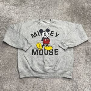 Disney Mickey Mouse Graphic Pullover Sweatshirt Unisex 1X Gray Crew Neck Casual
